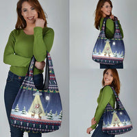 Christmas Alien Pattern with UFO Abduction of Santa Reindeer Snowy Forest Grocery Bag Xmas Holiday Patterns - Wonder Print Shop