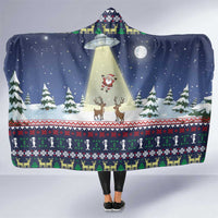 Christmas Alien Pattern with UFO Abduction of Santa Reindeer Snowy Forest Hooded Blanket Xmas Holiday Patterns - Wonder Print Shop