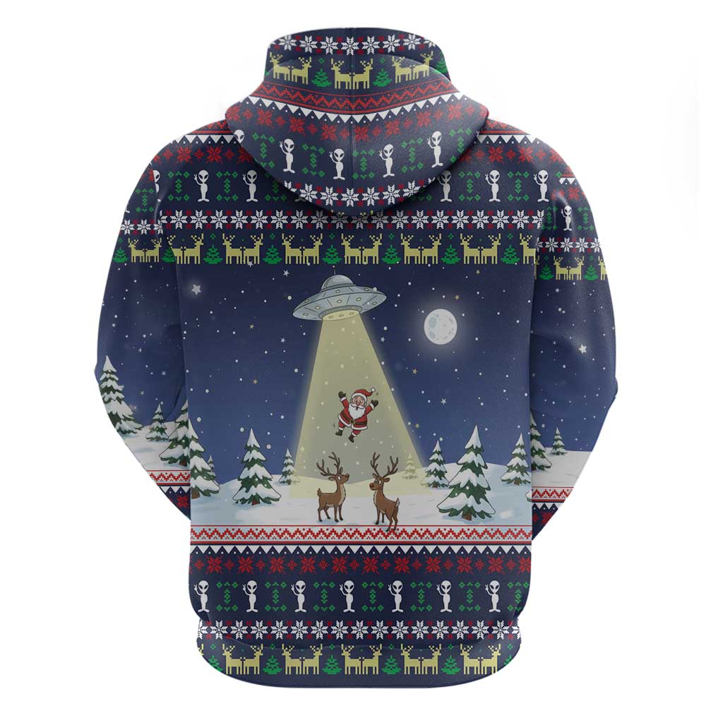 Christmas Alien Pattern with UFO Abduction of Santa Reindeer Snowy Forest Hoodie Xmas Holiday Patterns - Wonder Print Shop