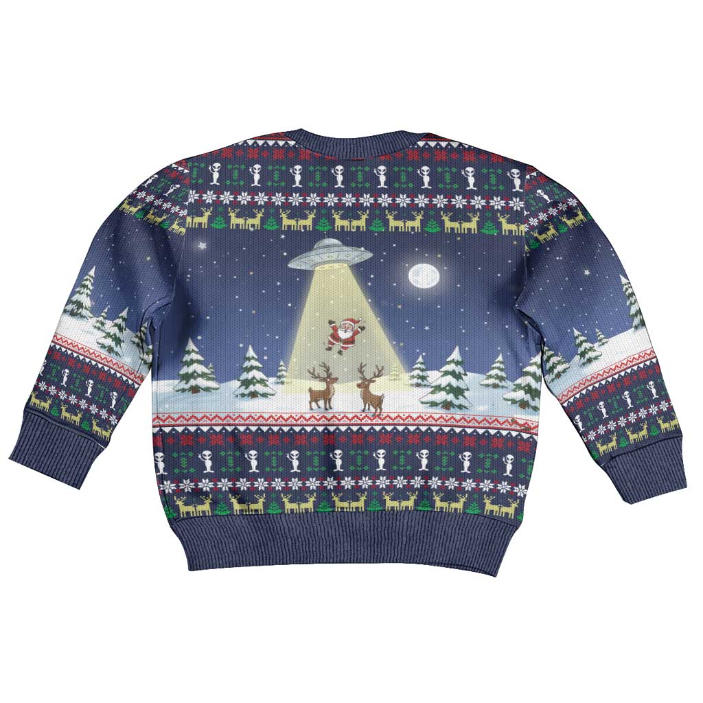 Christmas Alien Pattern with UFO Abduction of Santa Reindeer Snowy Forest Kid Ugly Christmas Sweater Xmas Holiday Patterns - Wonder Print Shop