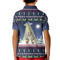 Christmas Alien Pattern with UFO Abduction of Santa Reindeer Snowy Forest Kid Polo Shirt Xmas Holiday Patterns - Wonder Print Shop