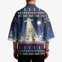 Christmas Alien Pattern with UFO Abduction of Santa Reindeer Snowy Forest Kimono Xmas Holiday Patterns - Wonder Print Shop