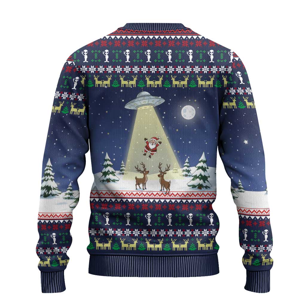 Christmas Alien Pattern with UFO Abduction of Santa Reindeer Snowy Forest Ugly Christmas Sweater Xmas Holiday Patterns - Wonder Print Shop