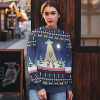 Christmas Alien Pattern with UFO Abduction of Santa Reindeer Snowy Forest Ugly Christmas Sweater Xmas Holiday Patterns - Wonder Print Shop