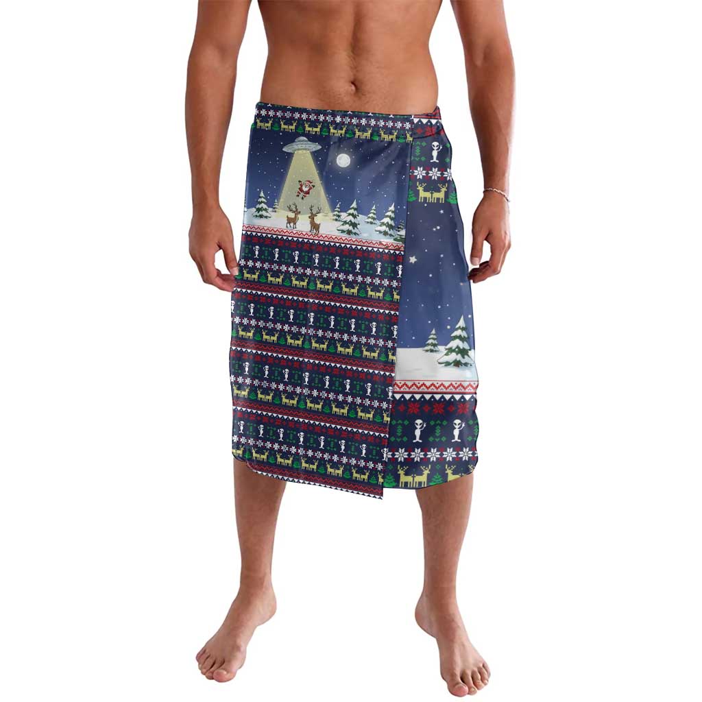 Christmas Alien Pattern with UFO Abduction of Santa Reindeer Snowy Forest Lavalava Xmas Holiday Patterns - Wonder Print Shop