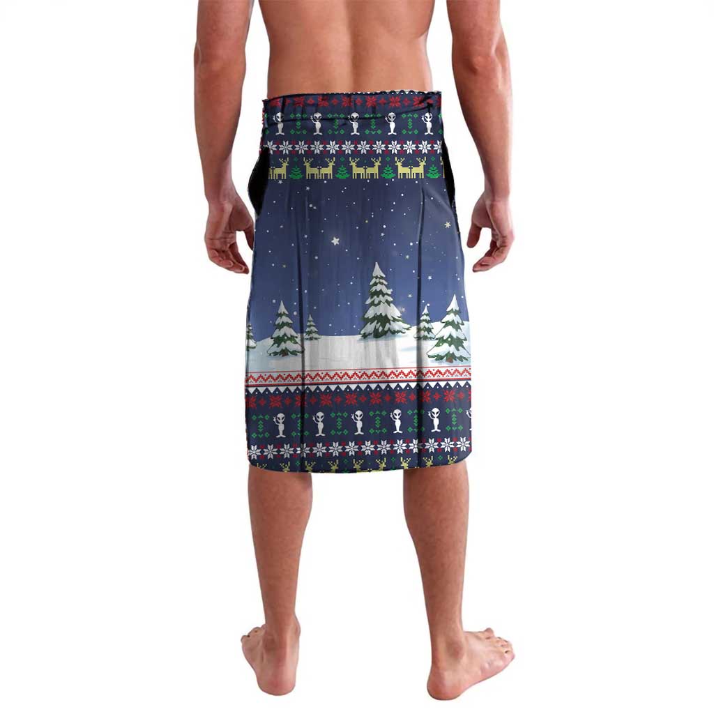 Christmas Alien Pattern with UFO Abduction of Santa Reindeer Snowy Forest Lavalava Xmas Holiday Patterns - Wonder Print Shop