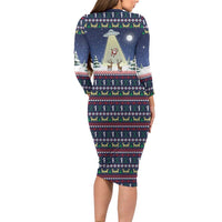 Christmas Alien Pattern with UFO Abduction of Santa Reindeer Snowy Forest Long Sleeve Bodycon Dress Xmas Holiday Patterns - Wonder Print Shop