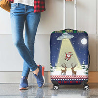Christmas Alien Pattern with UFO Abduction of Santa Reindeer Snowy Forest Luggage Cover Xmas Holiday Patterns - Wonder Print Shop