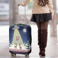 Christmas Alien Pattern with UFO Abduction of Santa Reindeer Snowy Forest Luggage Cover Xmas Holiday Patterns - Wonder Print Shop