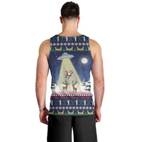 Christmas Alien Pattern with UFO Abduction of Santa Reindeer Snowy Forest Men Tank Top Xmas Holiday Patterns - Wonder Print Shop