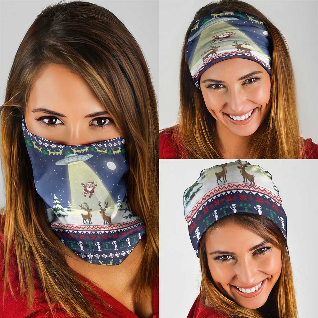 Christmas Alien Pattern with UFO Abduction of Santa Reindeer Snowy Forest Neck Gaiter Xmas Holiday Patterns - Wonder Print Shop