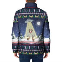 Christmas Alien Pattern with UFO Abduction of Santa Reindeer Snowy Forest Padded Jacket Xmas Holiday Patterns - Wonder Print Shop