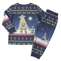 Christmas Alien Pattern with UFO Abduction of Santa Reindeer Snowy Forest Christmas Pajama Set Xmas Holiday Patterns - Wonder Print Shop
