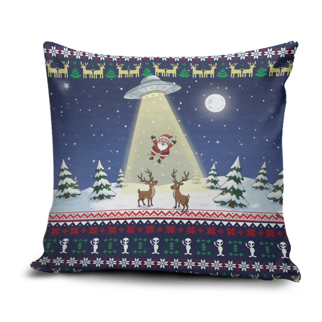 Christmas Alien Pattern with UFO Abduction of Santa Reindeer Snowy Forest Pillow Cover Xmas Holiday Patterns - Wonder Print Shop