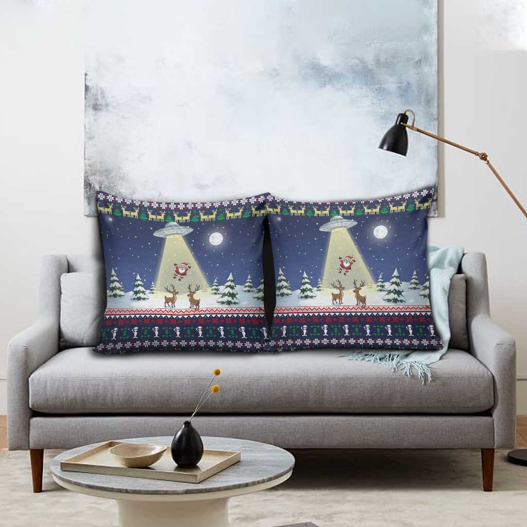 Christmas Alien Pattern with UFO Abduction of Santa Reindeer Snowy Forest Pillow Cover Xmas Holiday Patterns - Wonder Print Shop