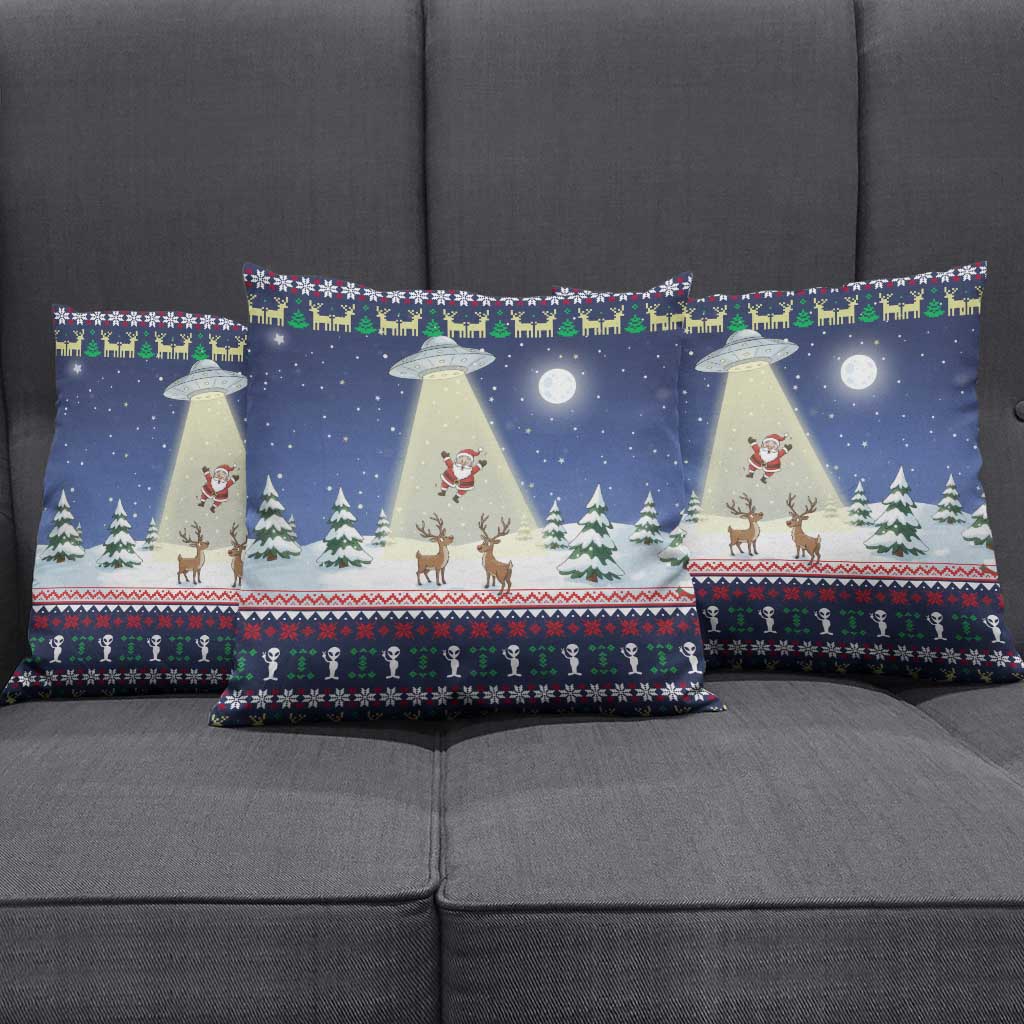 Christmas Alien Pattern with UFO Abduction of Santa Reindeer Snowy Forest Pillow Cover Xmas Holiday Patterns - Wonder Print Shop