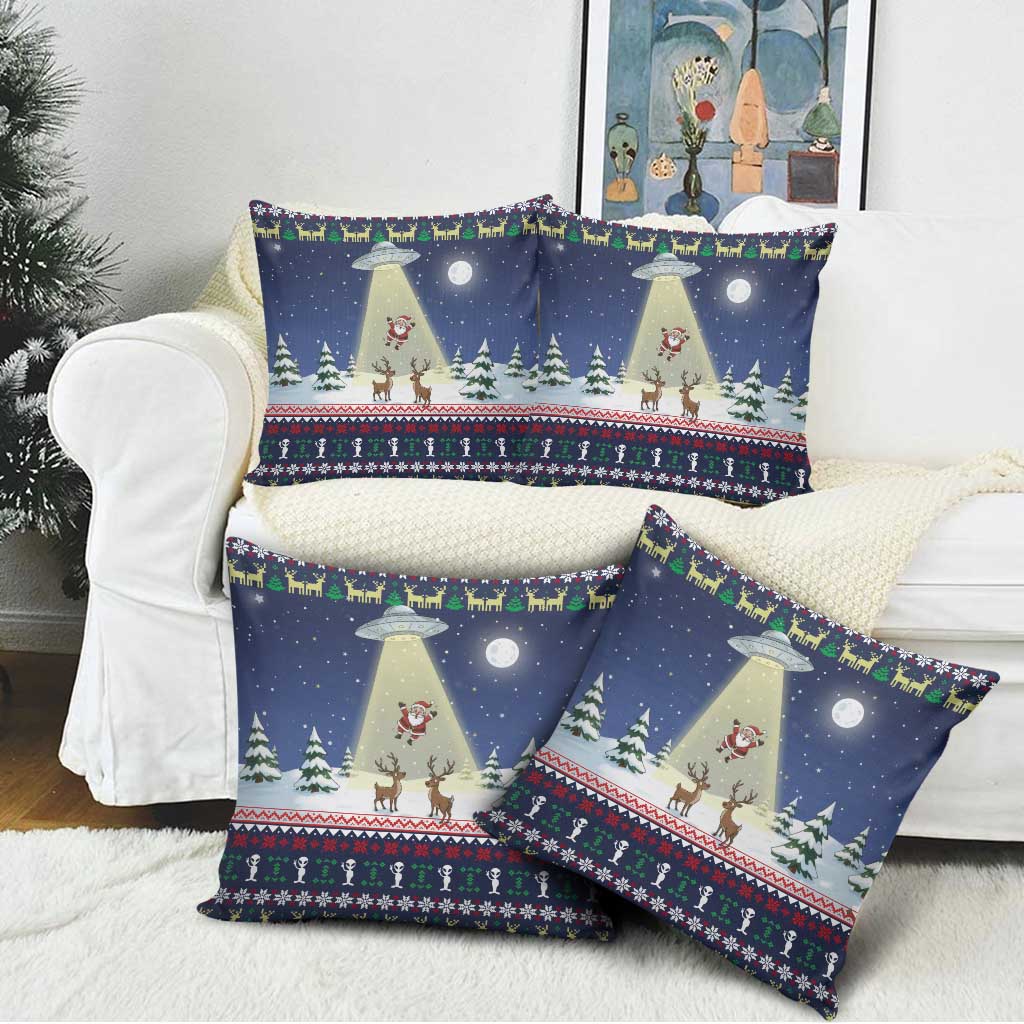 Christmas Alien Pattern with UFO Abduction of Santa Reindeer Snowy Forest Pillow Cover Xmas Holiday Patterns - Wonder Print Shop