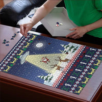 Christmas Alien Pattern with UFO Abduction of Santa Reindeer Snowy Forest Puzzle Xmas Holiday Patterns - Wonder Print Shop
