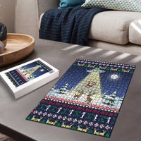 Christmas Alien Pattern with UFO Abduction of Santa Reindeer Snowy Forest Puzzle Xmas Holiday Patterns - Wonder Print Shop