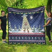 Christmas Alien Pattern with UFO Abduction of Santa Reindeer Snowy Forest Quilt Xmas Holiday Patterns - Wonder Print Shop