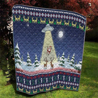 Christmas Alien Pattern with UFO Abduction of Santa Reindeer Snowy Forest Quilt Xmas Holiday Patterns - Wonder Print Shop