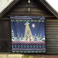 Christmas Alien Pattern with UFO Abduction of Santa Reindeer Snowy Forest Quilt Xmas Holiday Patterns - Wonder Print Shop