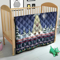 Christmas Alien Pattern with UFO Abduction of Santa Reindeer Snowy Forest Quilt Xmas Holiday Patterns - Wonder Print Shop