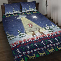Christmas Alien Pattern with UFO Abduction of Santa Reindeer Snowy Forest Quilt Bed Set Xmas Holiday Patterns - Wonder Print Shop