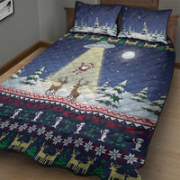 Christmas Alien Pattern with UFO Abduction of Santa Reindeer Snowy Forest Quilt Bed Set Xmas Holiday Patterns - Wonder Print Shop