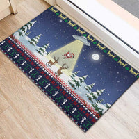 Christmas Alien Pattern with UFO Abduction of Santa Reindeer Snowy Forest Rubber Doormat Xmas Holiday Patterns - Wonder Print Shop