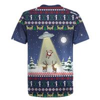 Christmas Alien Pattern with UFO Abduction of Santa Reindeer Snowy Forest Rugby Jersey Xmas Holiday Patterns - Wonder Print Shop