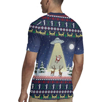 Christmas Alien Pattern with UFO Abduction of Santa Reindeer Snowy Forest Rugby Jersey Xmas Holiday Patterns - Wonder Print Shop