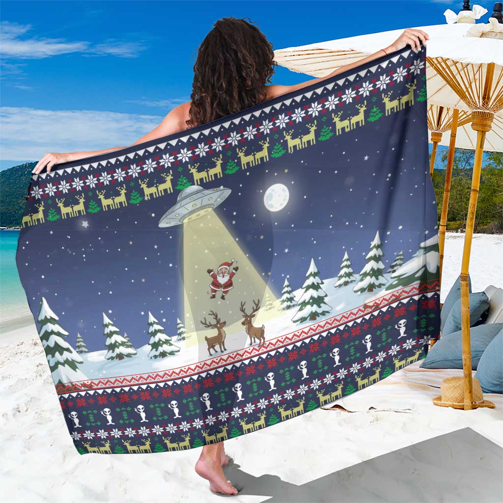 Christmas Alien Pattern with UFO Abduction of Santa Reindeer Snowy Forest Sarong Xmas Holiday Patterns - Wonder Print Shop