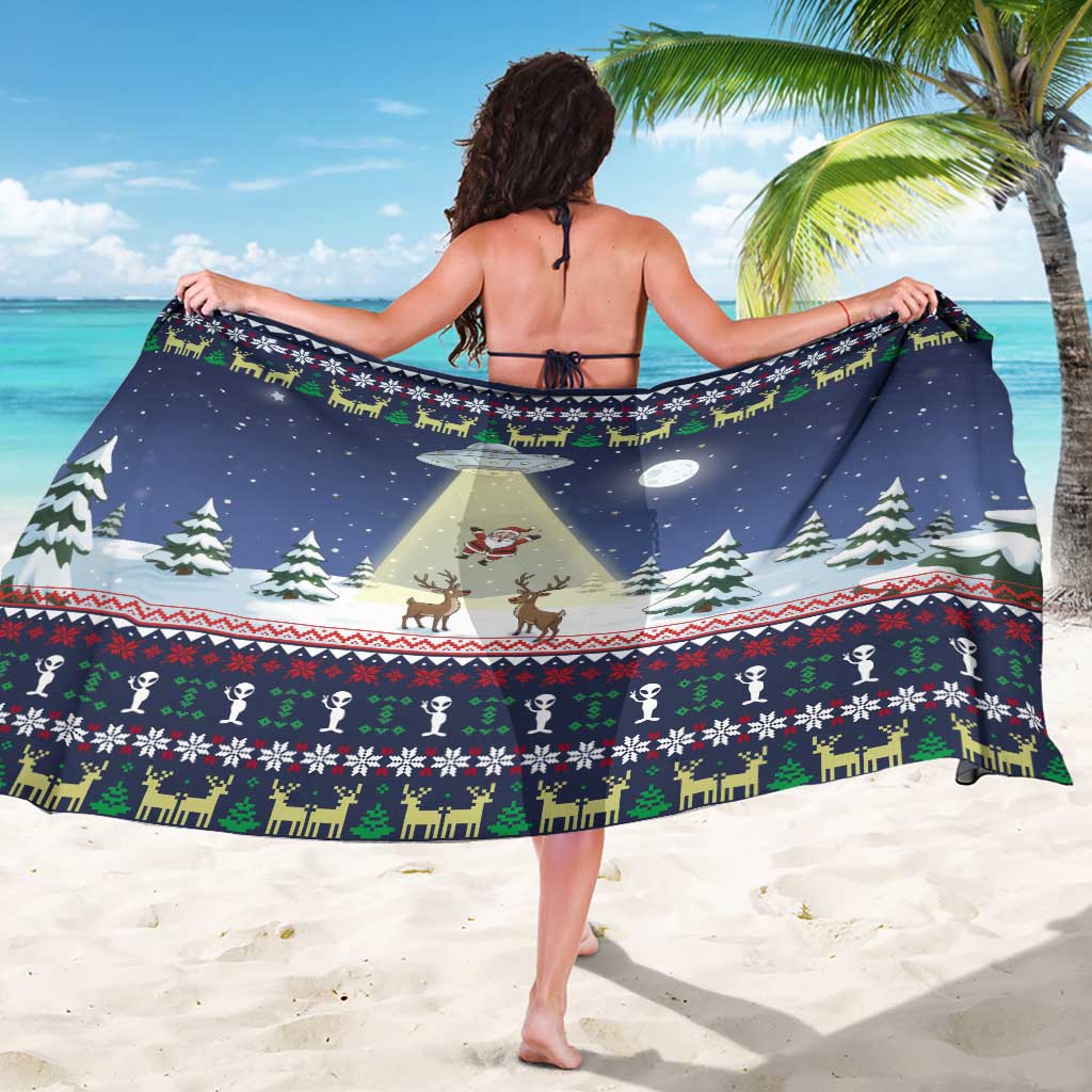 Christmas Alien Pattern with UFO Abduction of Santa Reindeer Snowy Forest Sarong Xmas Holiday Patterns - Wonder Print Shop