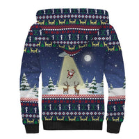 Christmas Alien Pattern with UFO Abduction of Santa Reindeer Snowy Forest Sherpa Hoodie Xmas Holiday Patterns - Wonder Print Shop
