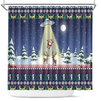 Christmas Alien Pattern with UFO Abduction of Santa Reindeer Snowy Forest Shower Curtain Xmas Holiday Patterns - Wonder Print Shop