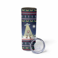 Christmas Alien Pattern with UFO Abduction of Santa Reindeer Snowy Forest Skinny Tumbler Xmas Holiday Patterns - Wonder Print Shop