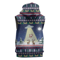 Christmas Alien Pattern with UFO Abduction of Santa Reindeer Snowy Forest Sleeveless Hoodie Xmas Holiday Patterns - Wonder Print Shop