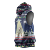 Christmas Alien Pattern with UFO Abduction of Santa Reindeer Snowy Forest Sleeveless Hoodie Xmas Holiday Patterns - Wonder Print Shop