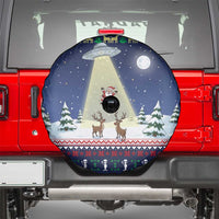 Christmas Alien Pattern with UFO Abduction of Santa Reindeer Snowy Forest Spare Tire Cover Xmas Holiday Patterns - Wonder Print Shop