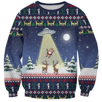 Christmas Alien Pattern with UFO Abduction of Santa Reindeer Snowy Forest Sweatshirt Xmas Holiday Patterns - Wonder Print Shop