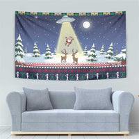 Christmas Alien Pattern with UFO Abduction of Santa Reindeer Snowy Forest Tapestry Xmas Holiday Patterns - Wonder Print Shop