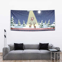 Christmas Alien Pattern with UFO Abduction of Santa Reindeer Snowy Forest Tapestry Xmas Holiday Patterns - Wonder Print Shop