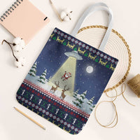 Christmas Alien Pattern with UFO Abduction of Santa Reindeer Snowy Forest Tote Bag Xmas Holiday Patterns - Wonder Print Shop
