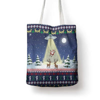 Christmas Alien Pattern with UFO Abduction of Santa Reindeer Snowy Forest Tote Bag Xmas Holiday Patterns - Wonder Print Shop