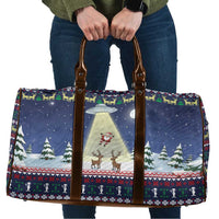 Christmas Alien Pattern with UFO Abduction of Santa Reindeer Snowy Forest Travel Bag Xmas Holiday Patterns - Wonder Print Shop
