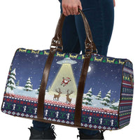 Christmas Alien Pattern with UFO Abduction of Santa Reindeer Snowy Forest Travel Bag Xmas Holiday Patterns - Wonder Print Shop