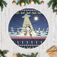 Christmas Alien Pattern with UFO Abduction of Santa Reindeer Snowy Forest Tree Skirt Xmas Holiday Patterns - Wonder Print Shop