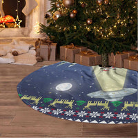 Christmas Alien Pattern with UFO Abduction of Santa Reindeer Snowy Forest Tree Skirt Xmas Holiday Patterns - Wonder Print Shop
