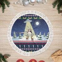 Christmas Alien Pattern with UFO Abduction of Santa Reindeer Snowy Forest Tree Skirt Xmas Holiday Patterns - Wonder Print Shop